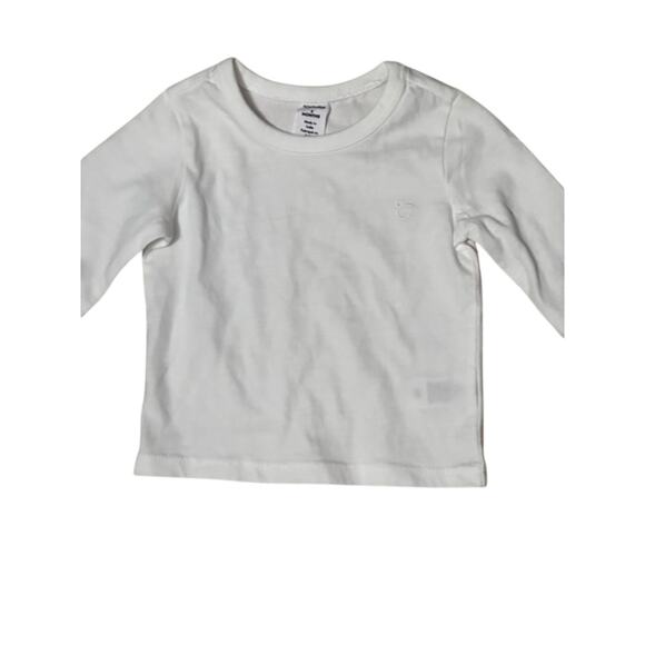 Nordstrom Long Sleeves T-Shirt Embroidered Logo Crew Neck Solid White 3 Mos NWOT - Picture 2 of 7